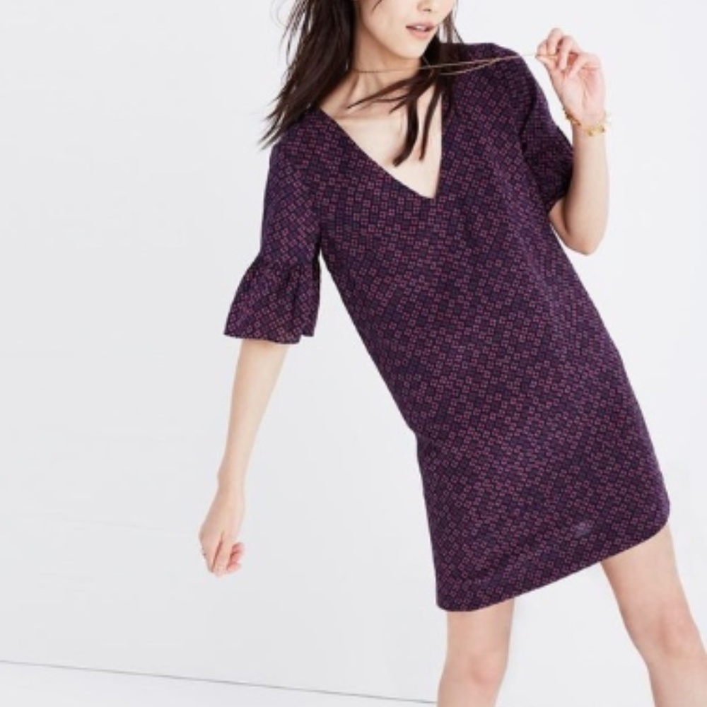 Madewell Silk Bell Sleeved Dress, Size 00